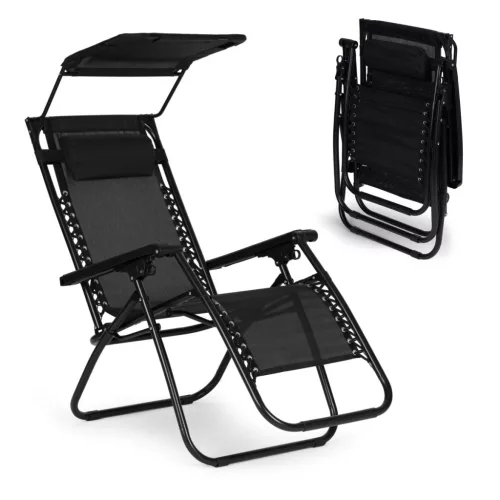 Składany leżak z marką czarny