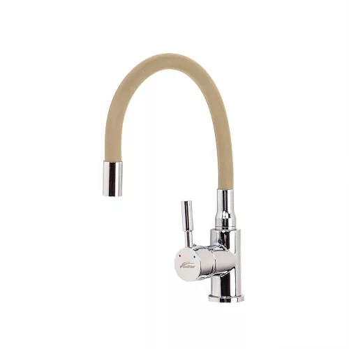 Bateria zlewozmywakowa stojąca Corin z elastyczną wylewką, beżowa