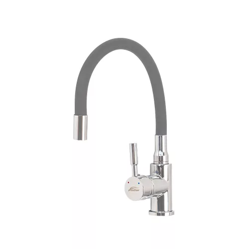 Bateria zlewozmywakowa stojąca Corin z elastyczną wylewką, szara